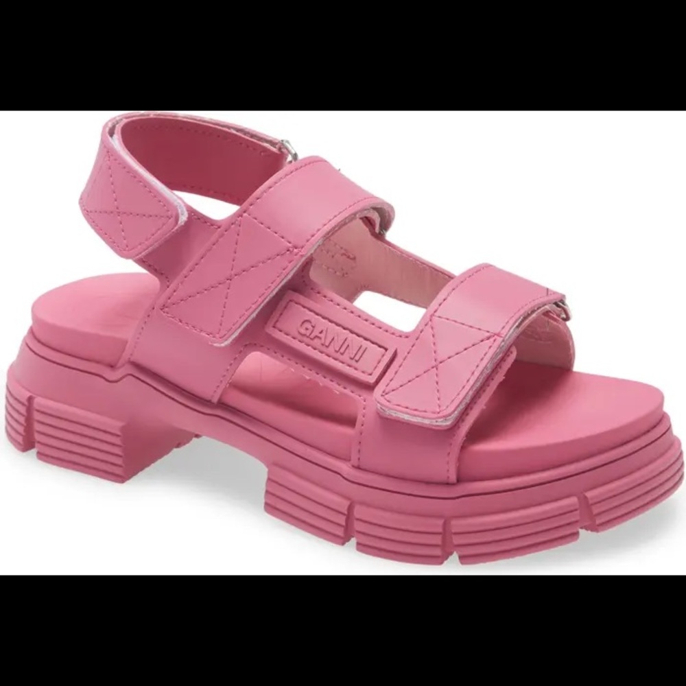Ganni rubber sandals in pink size 6